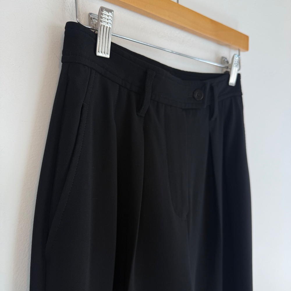 Babaton Aritzia Black Pleated Wide Leg Trousers Pants Sz 0  High Rise Minimalist - Picture 5 of 15